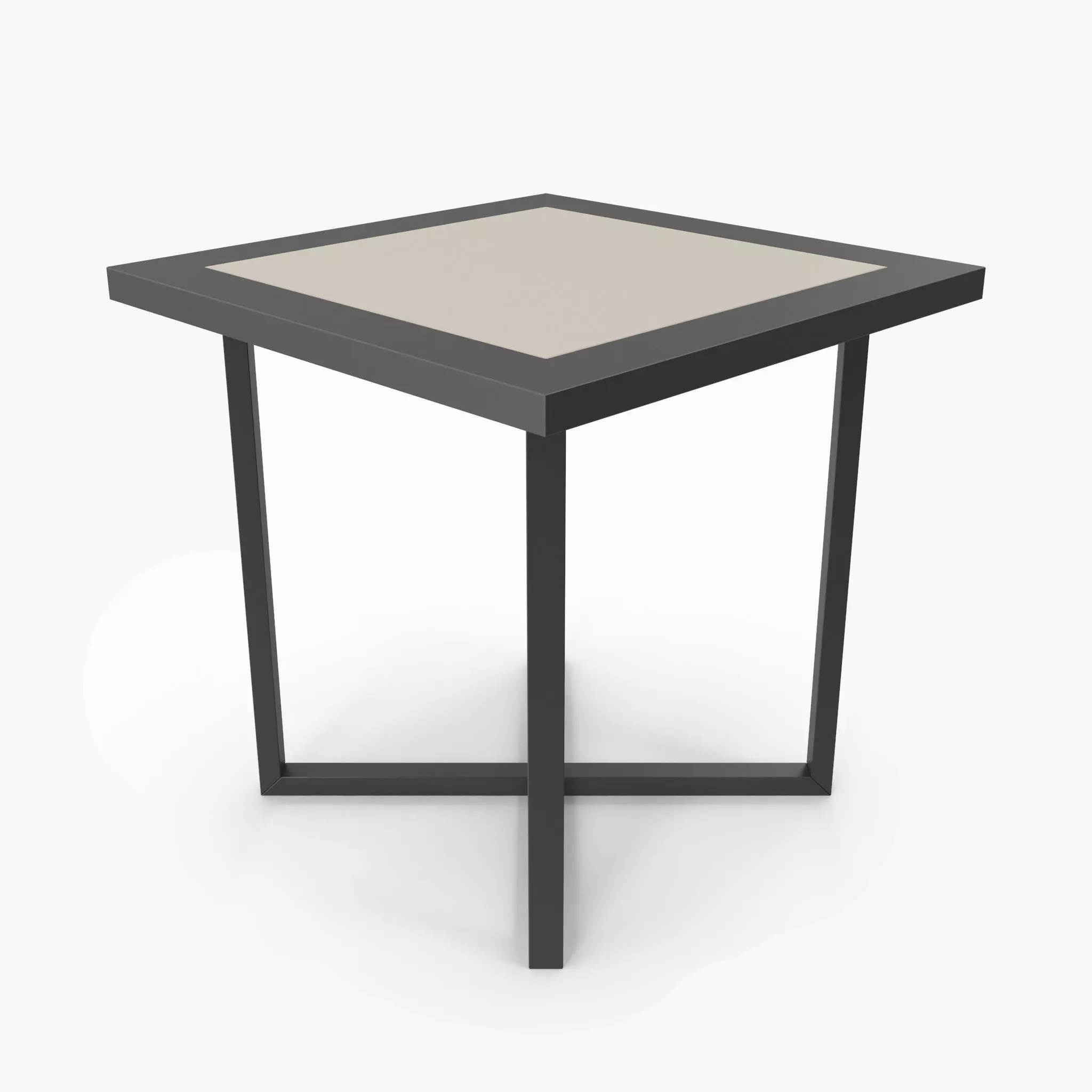 Table black metall and beige top 3D model_0