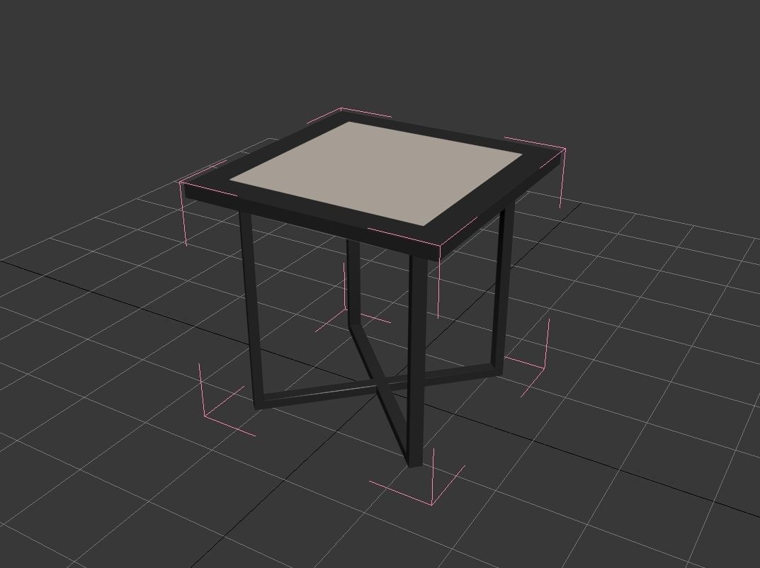 Table black metall and beige top 3D model_5