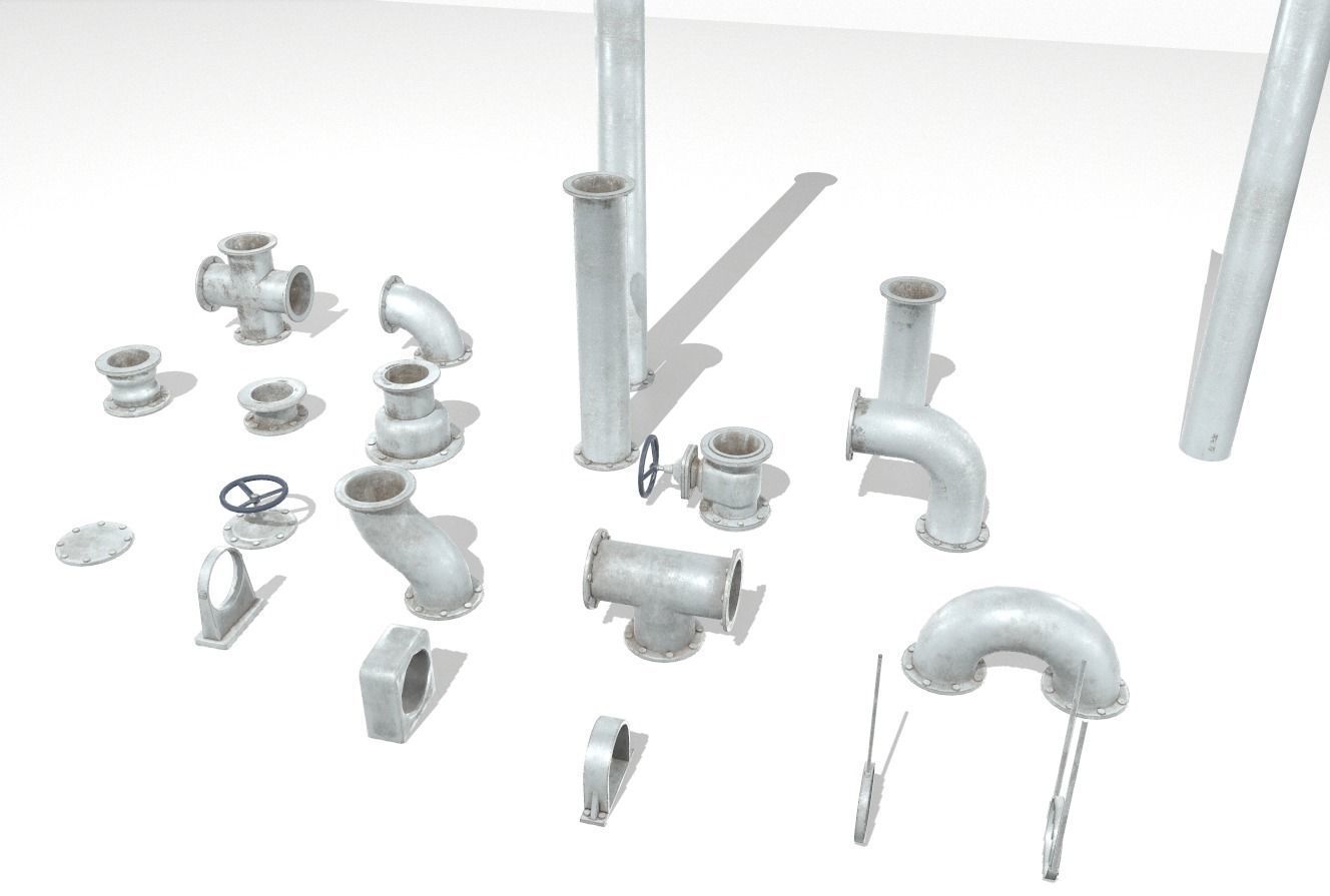 Modular pipes pack 5 Low-poly 3D model_6