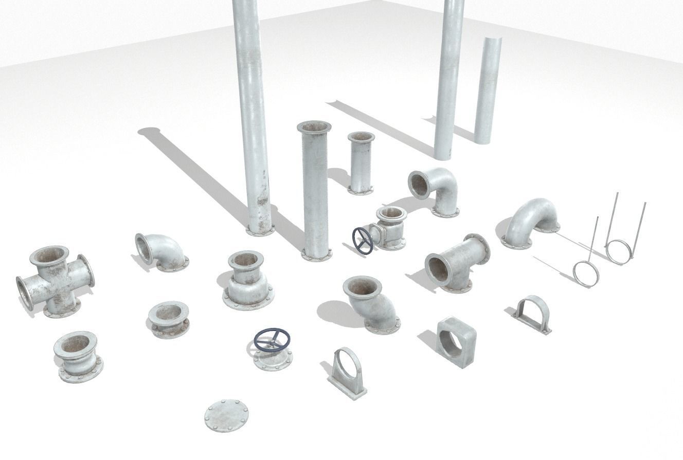 Modular pipes pack 5 Low-poly 3D model_5