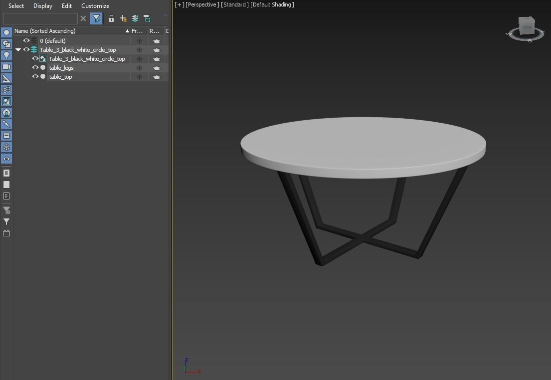 Table 3 black metall and white circle top model 3D model_7