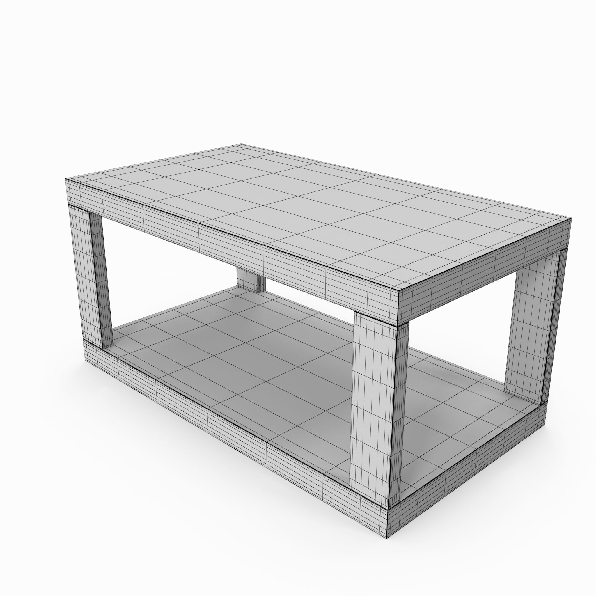 Table 5 wood eat coffee rectangular model 3D model_4