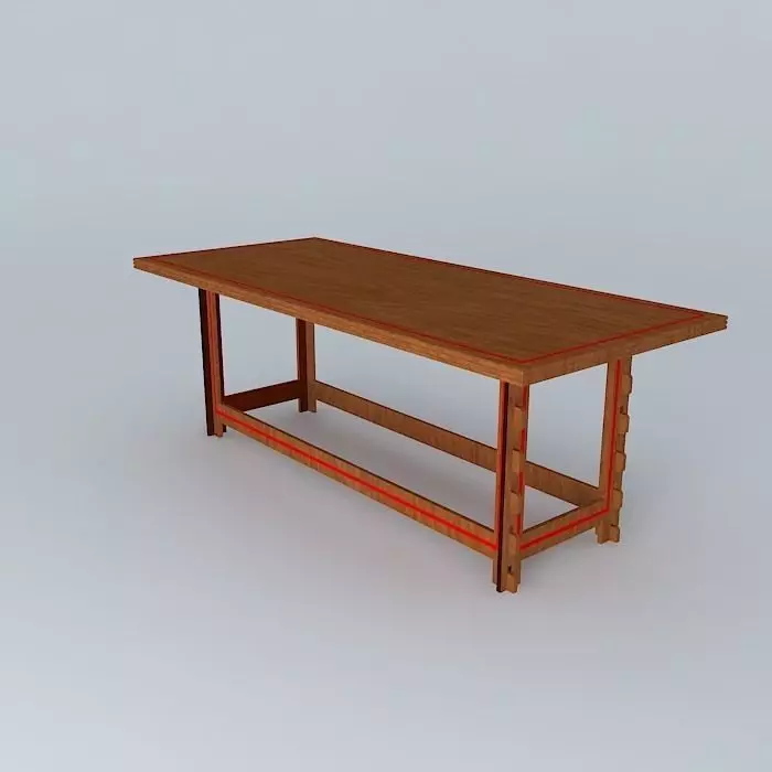 Table wooden workbench Free 3D model_0