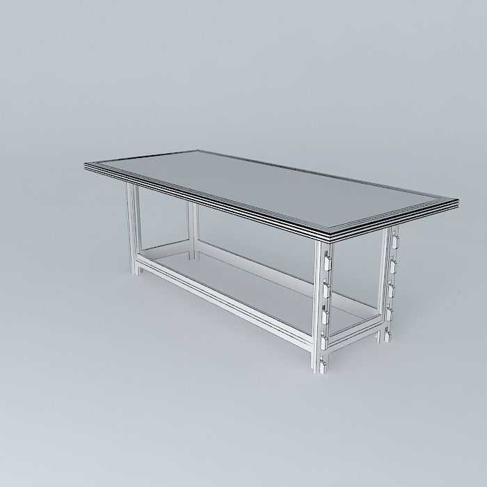 Table wooden workbench Free 3D model_4