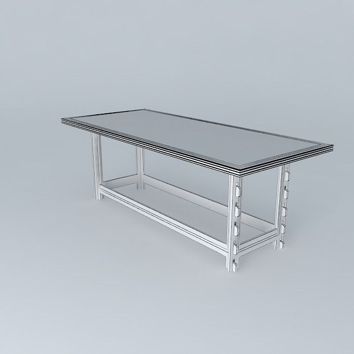 Table wooden workbench Free 3D model_3