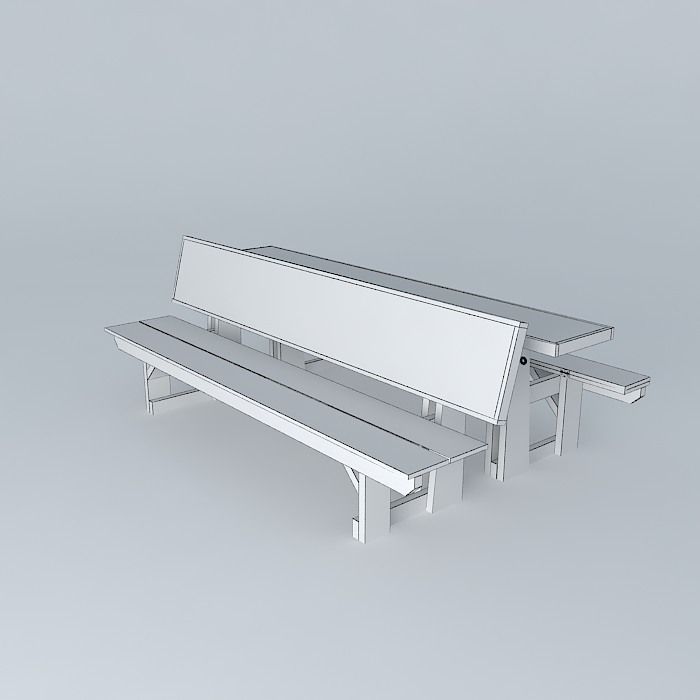Bench Desk Picnic Table Free 3D model_4