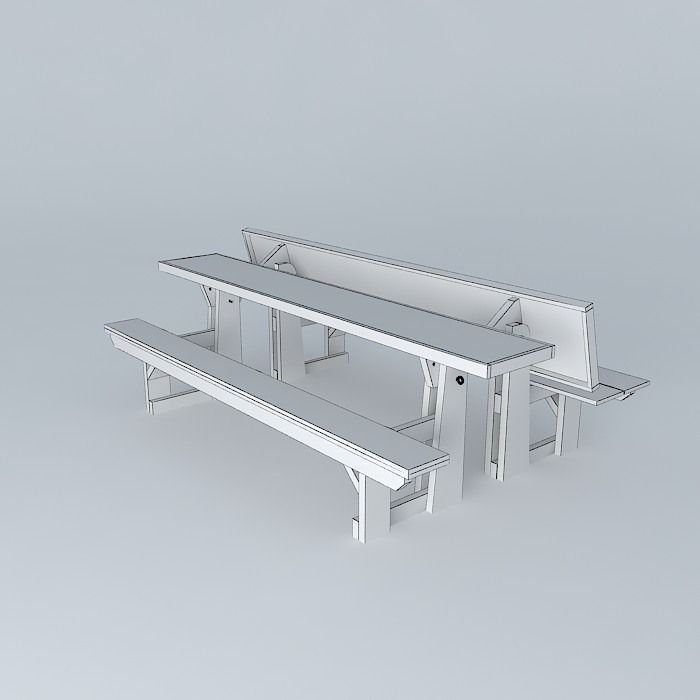 Bench Desk Picnic Table Free 3D model_3