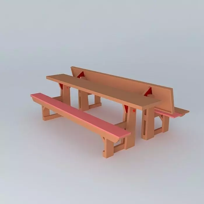 Bench Desk Picnic Table Free 3D model_0