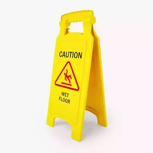 Caution Wet Floor Safety Sign 3D Model 3D model