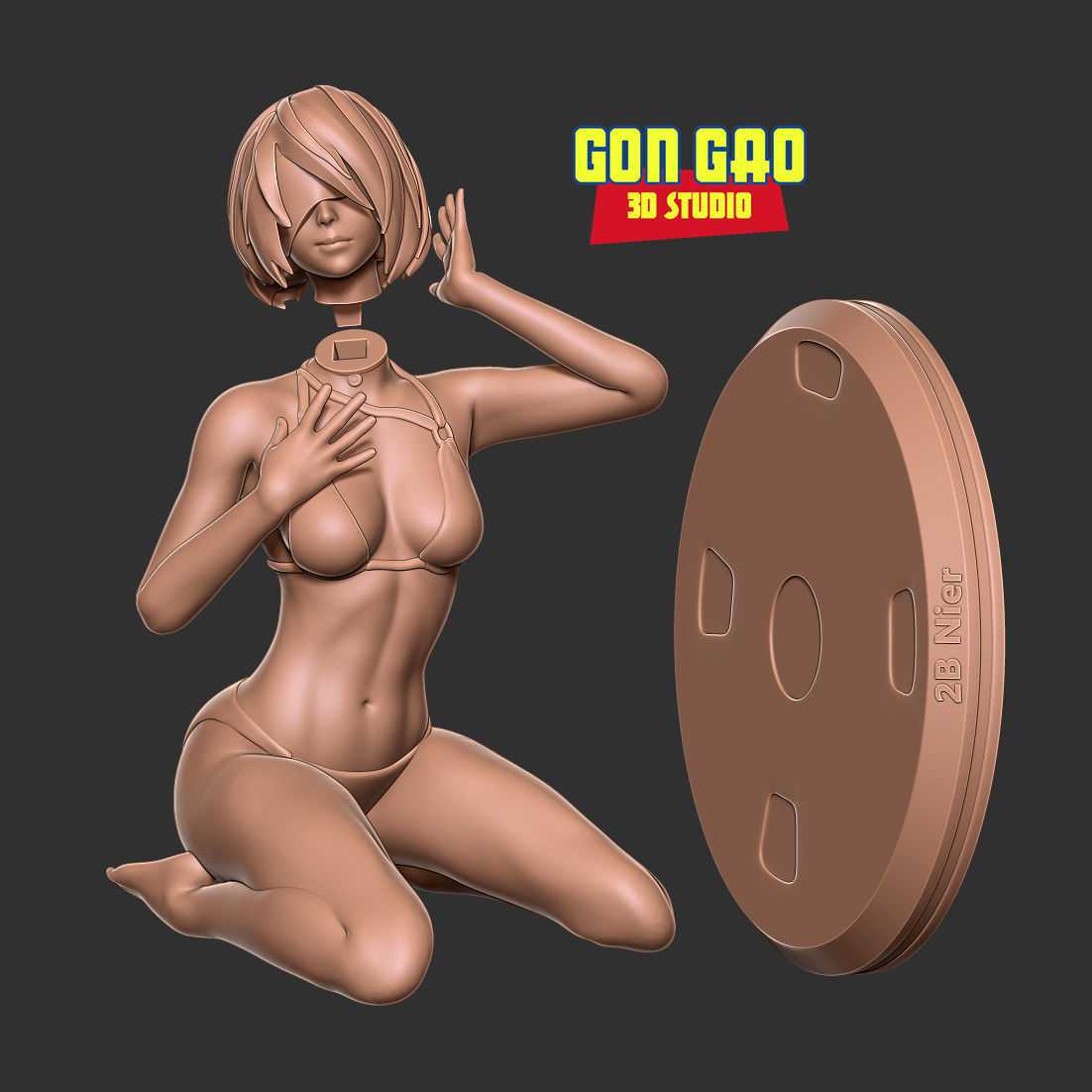 Nier 2B - listen to breath of life 3D print model_2