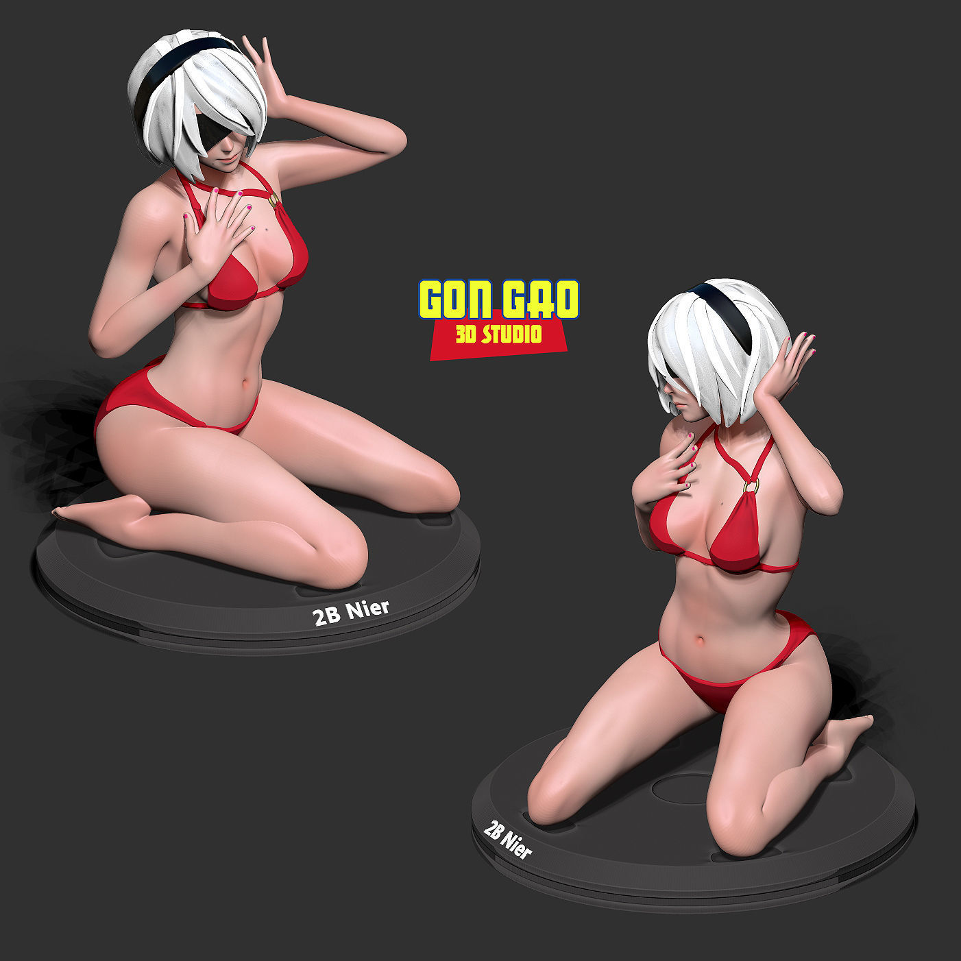 Nier 2B - listen to breath of life 3D print model_3
