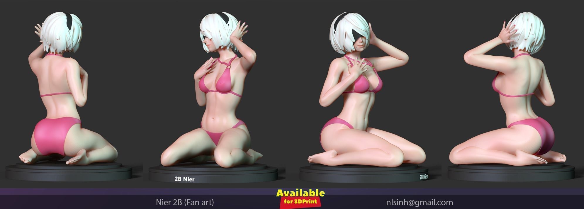 Nier 2B - listen to breath of life 3D print model_19