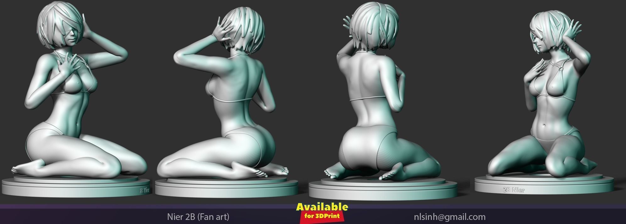 Nier 2B - listen to breath of life 3D print model_20