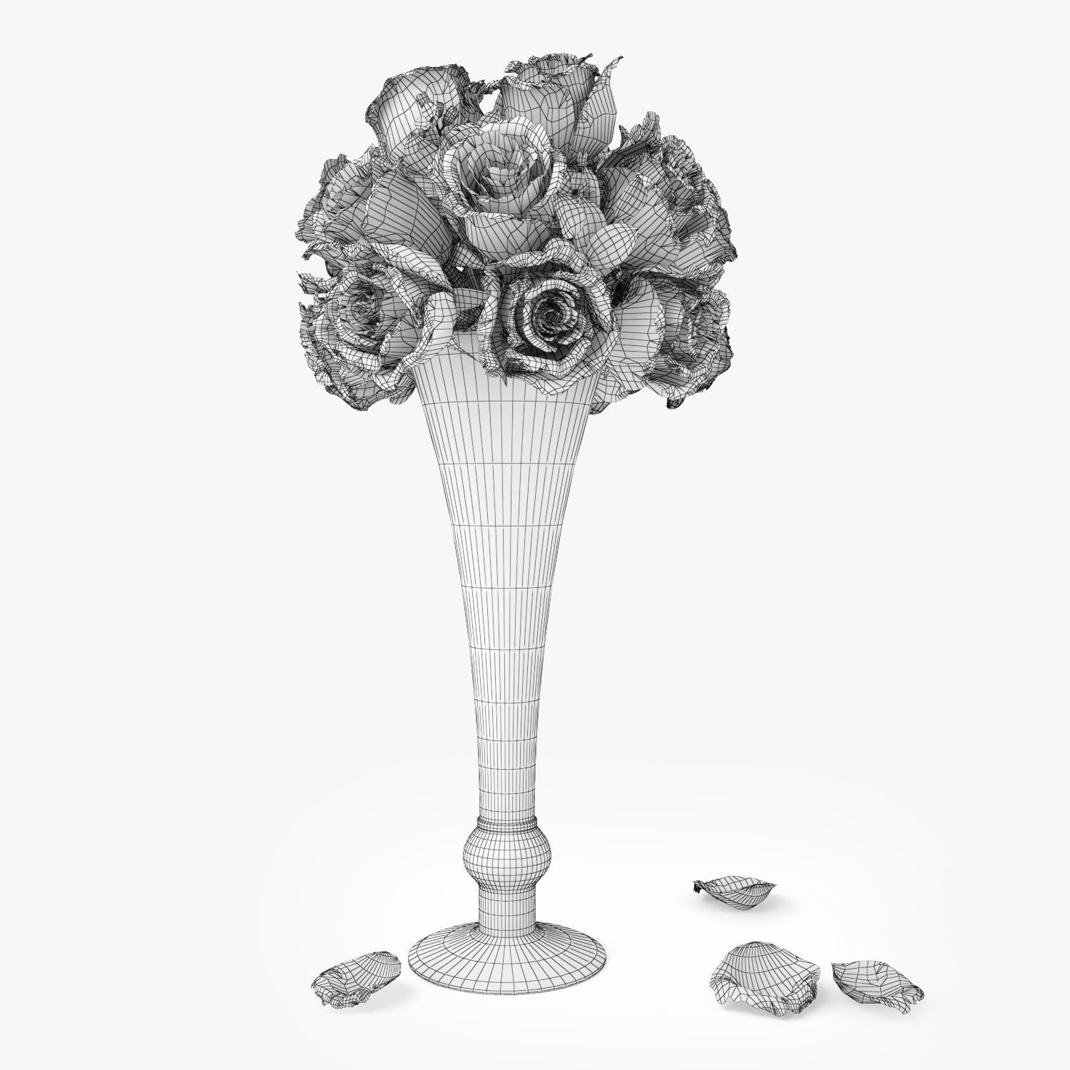 Rose Bouquets Flowers in Vase 3D Model 3D model_4