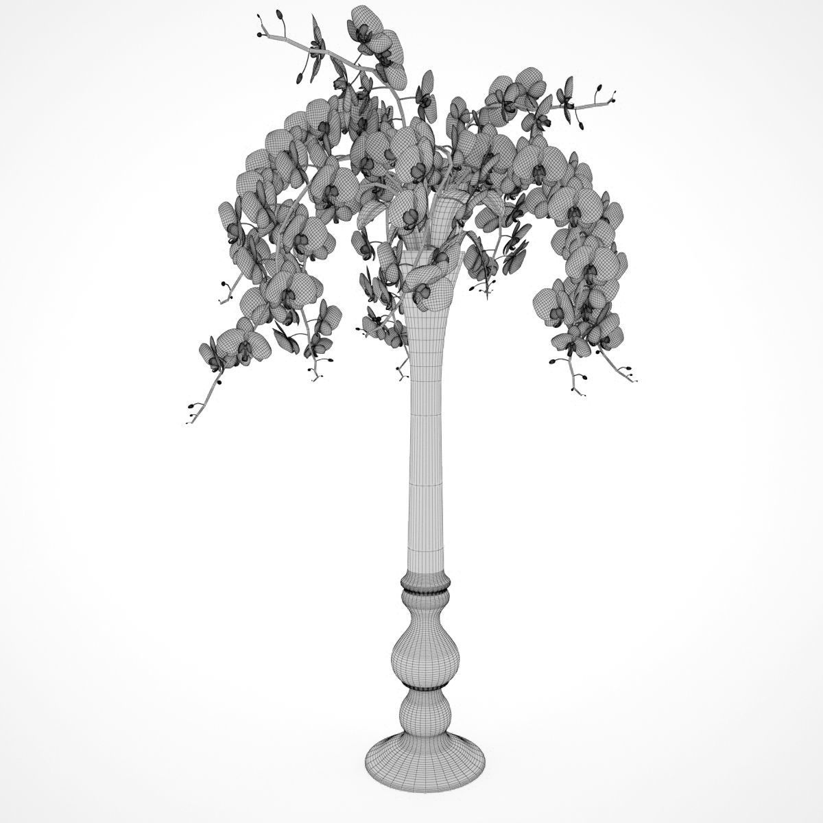 Orchid Flowers in Vase 3D Model 3D model_4