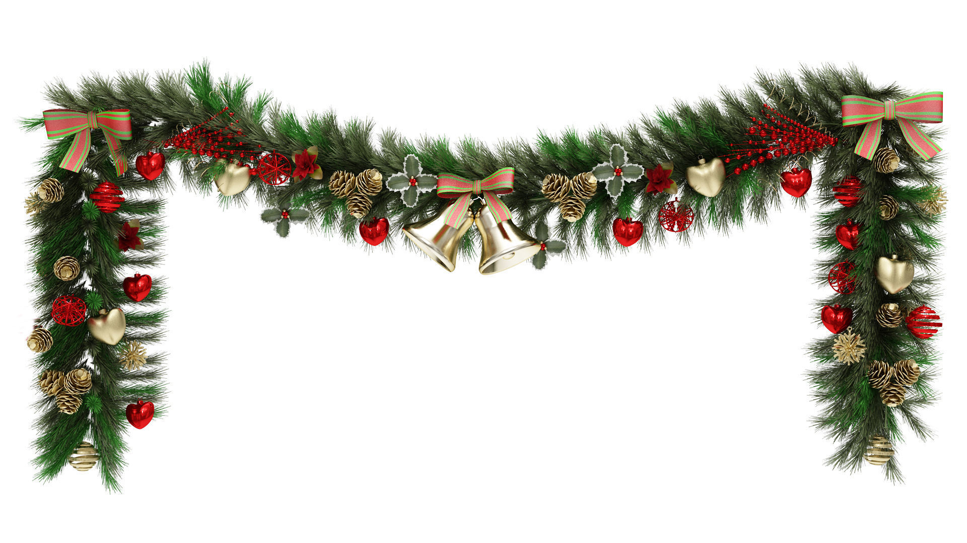 Christmas Garland 3D model_2