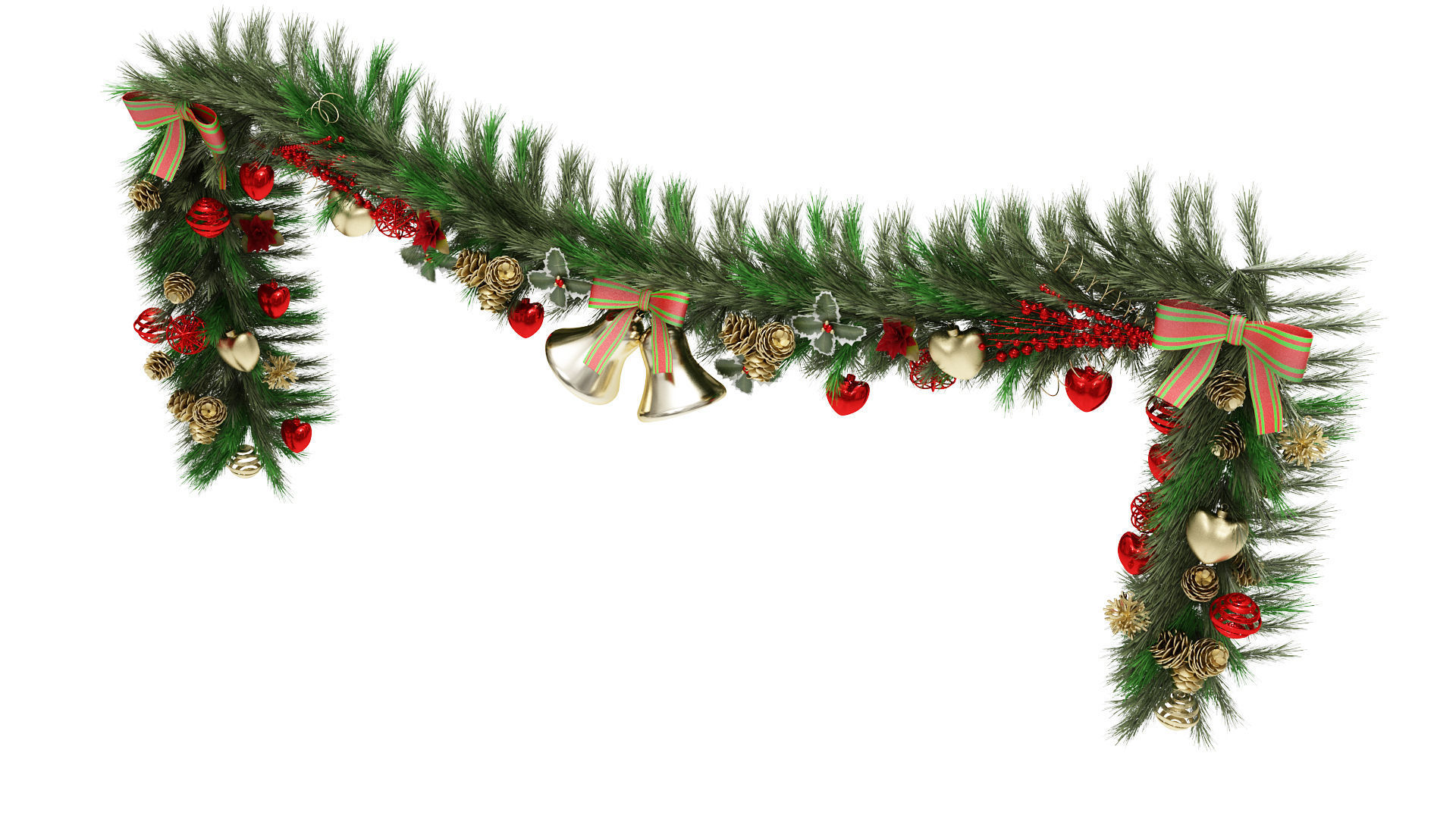 Christmas Garland 3D model_3