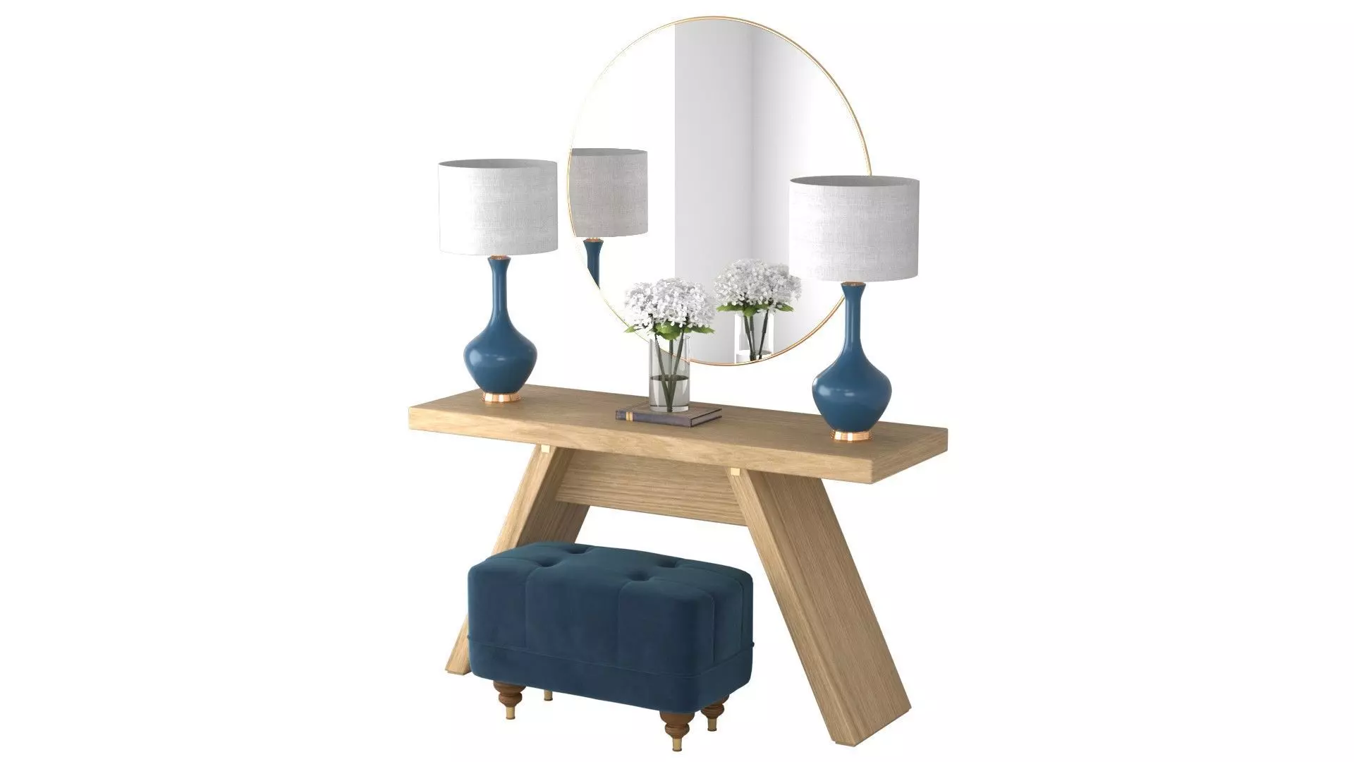 Entry Table A - Blue and Gold Low-poly 3D model