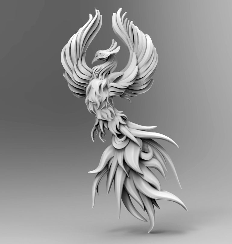 Phoenix golden 3D print model_7