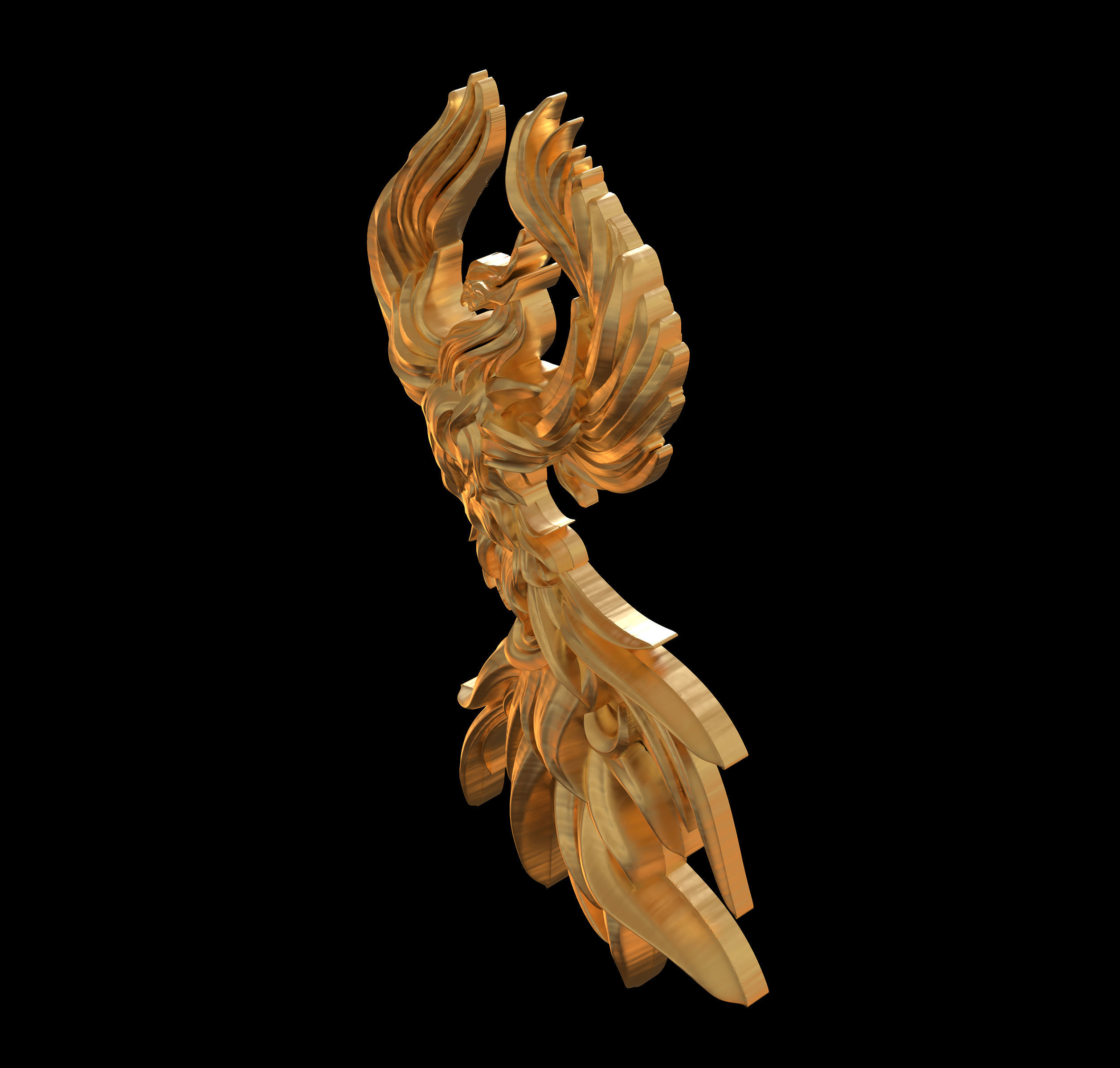Phoenix golden 3D print model_3