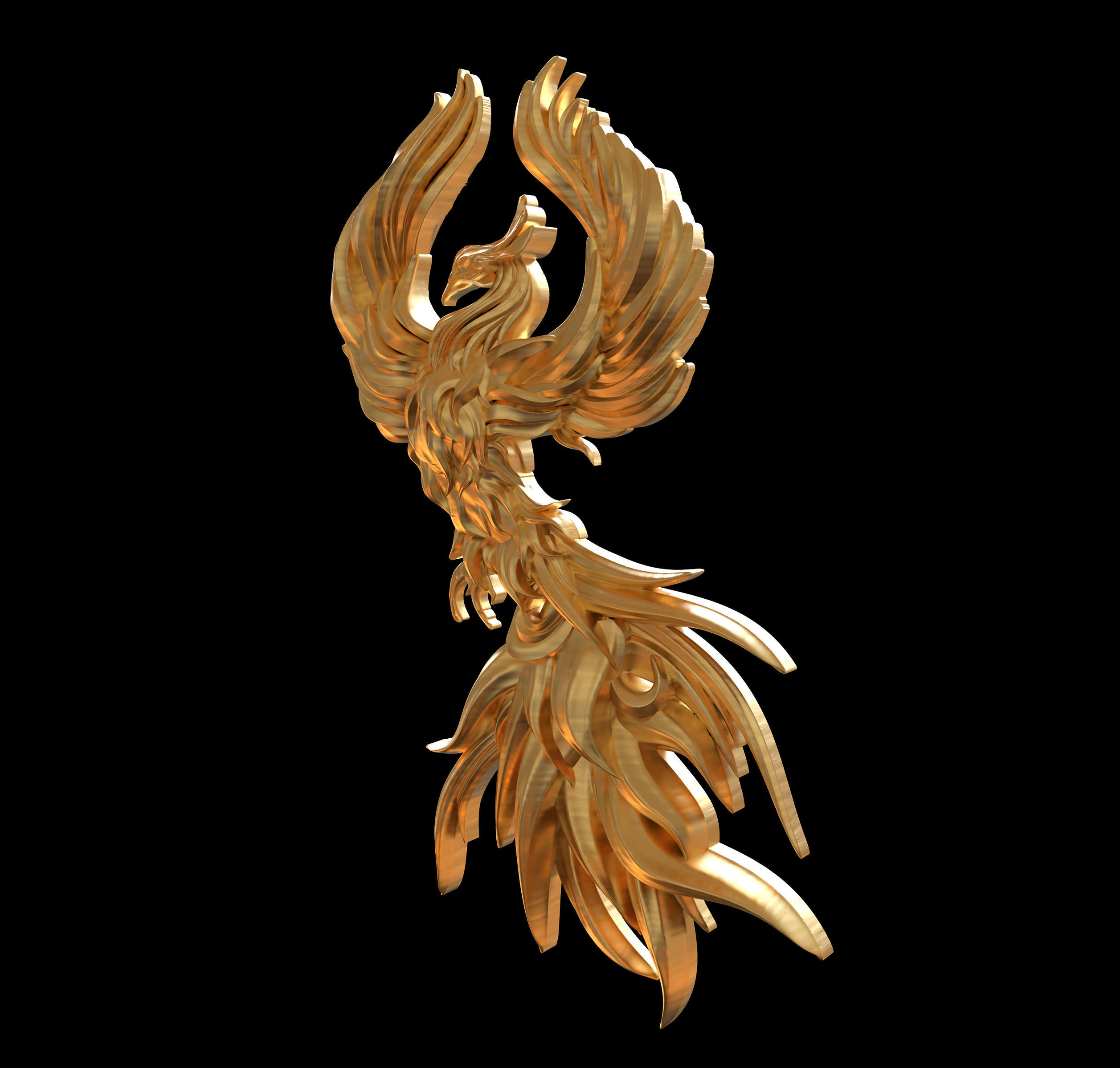 Phoenix golden 3D print model_2