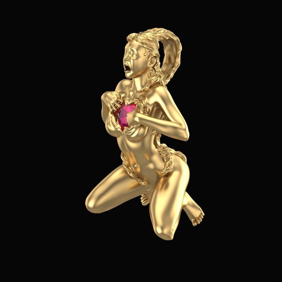 Pendant take my heart 3D print model_0