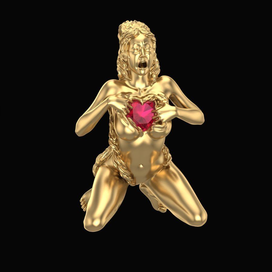 Pendant take my heart 3D print model_1