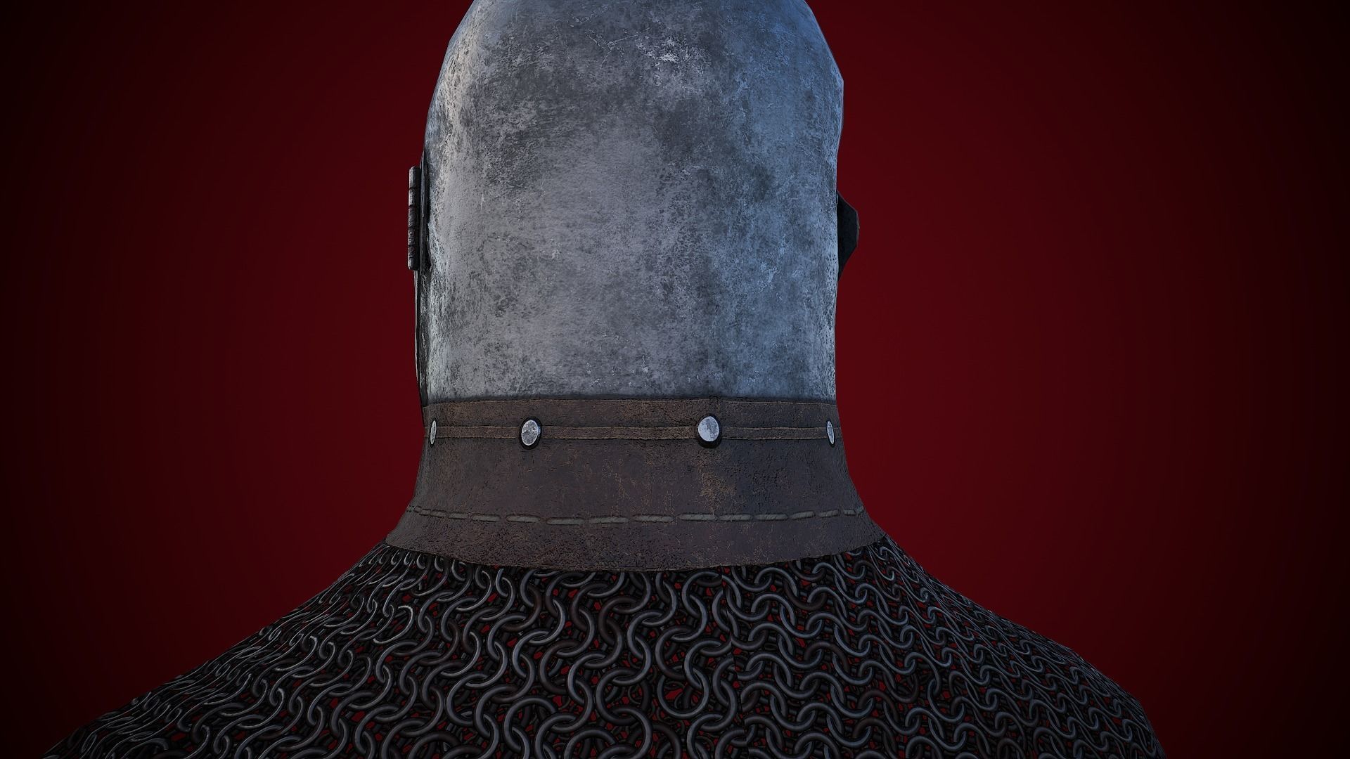 Medieval Helmet Bascinet Splitvisor Low-poly 3D model_20