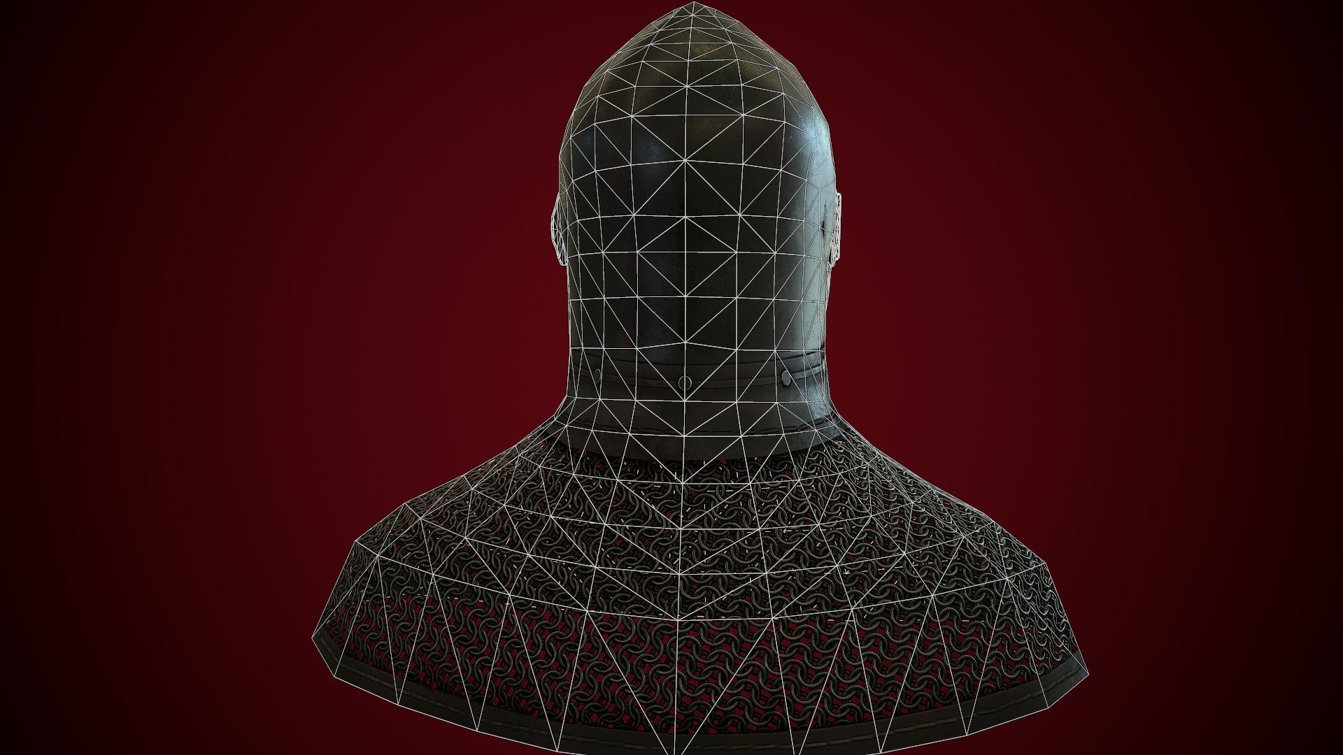 Medieval Helmet Bascinet Splitvisor Low-poly 3D model_13