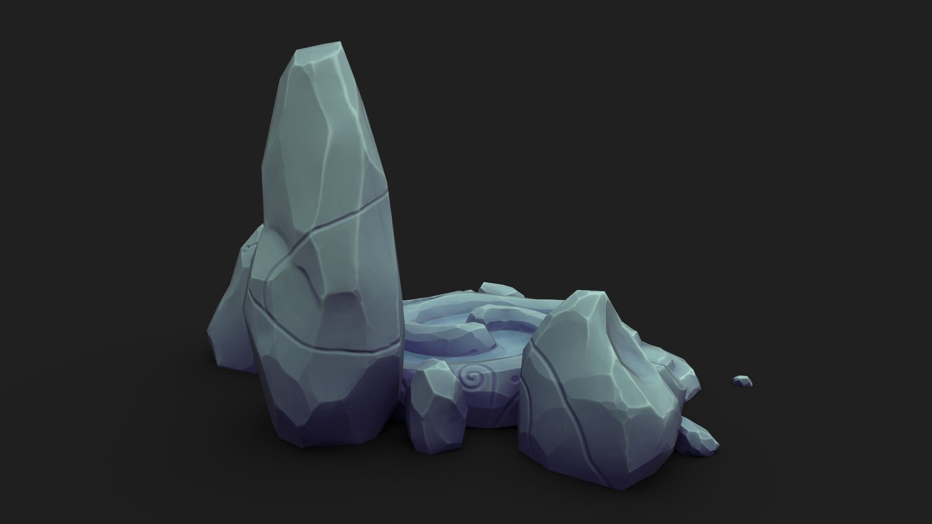 Stylized Spiral Stone Pool Low-poly 3D model_3