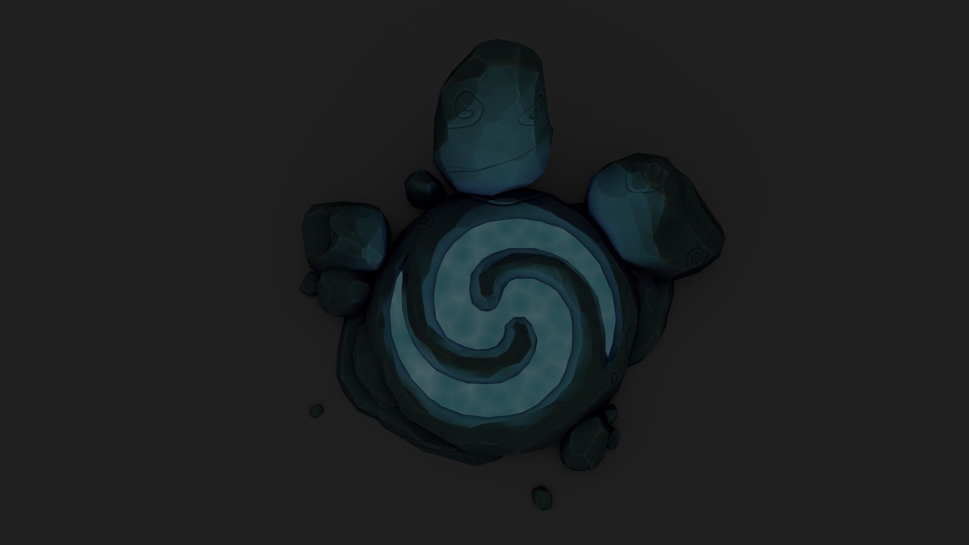 Stylized Spiral Stone Pool Low-poly 3D model_9