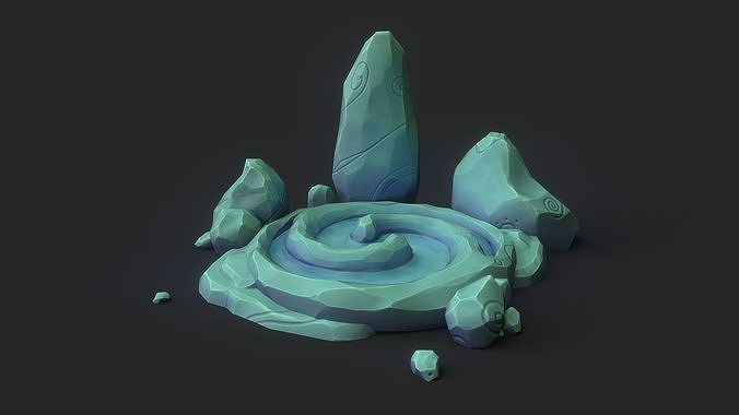 Stylized Spiral Stone Pool Low-poly 3D model