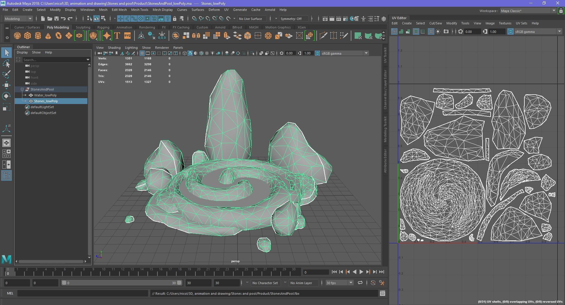 Stylized Spiral Stone Pool Low-poly 3D model_19
