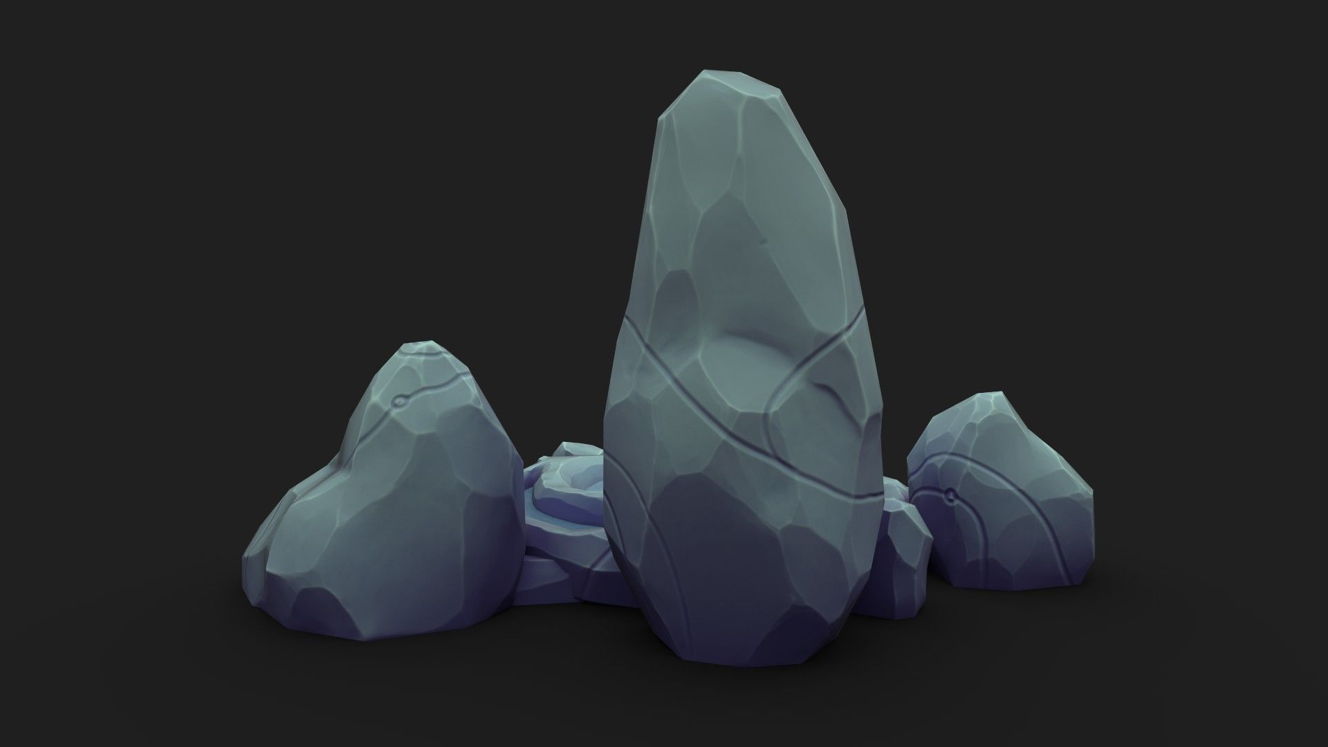 Stylized Spiral Stone Pool Low-poly 3D model_5