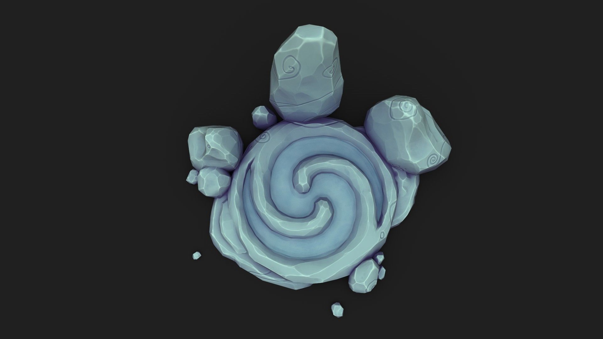 Stylized Spiral Stone Pool Low-poly 3D model_7