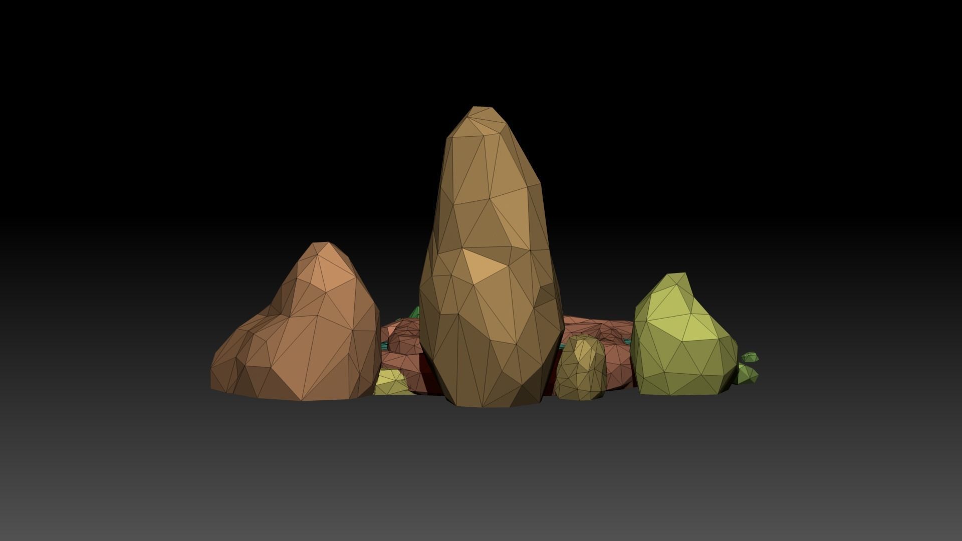 Stylized Spiral Stone Pool Low-poly 3D model_16