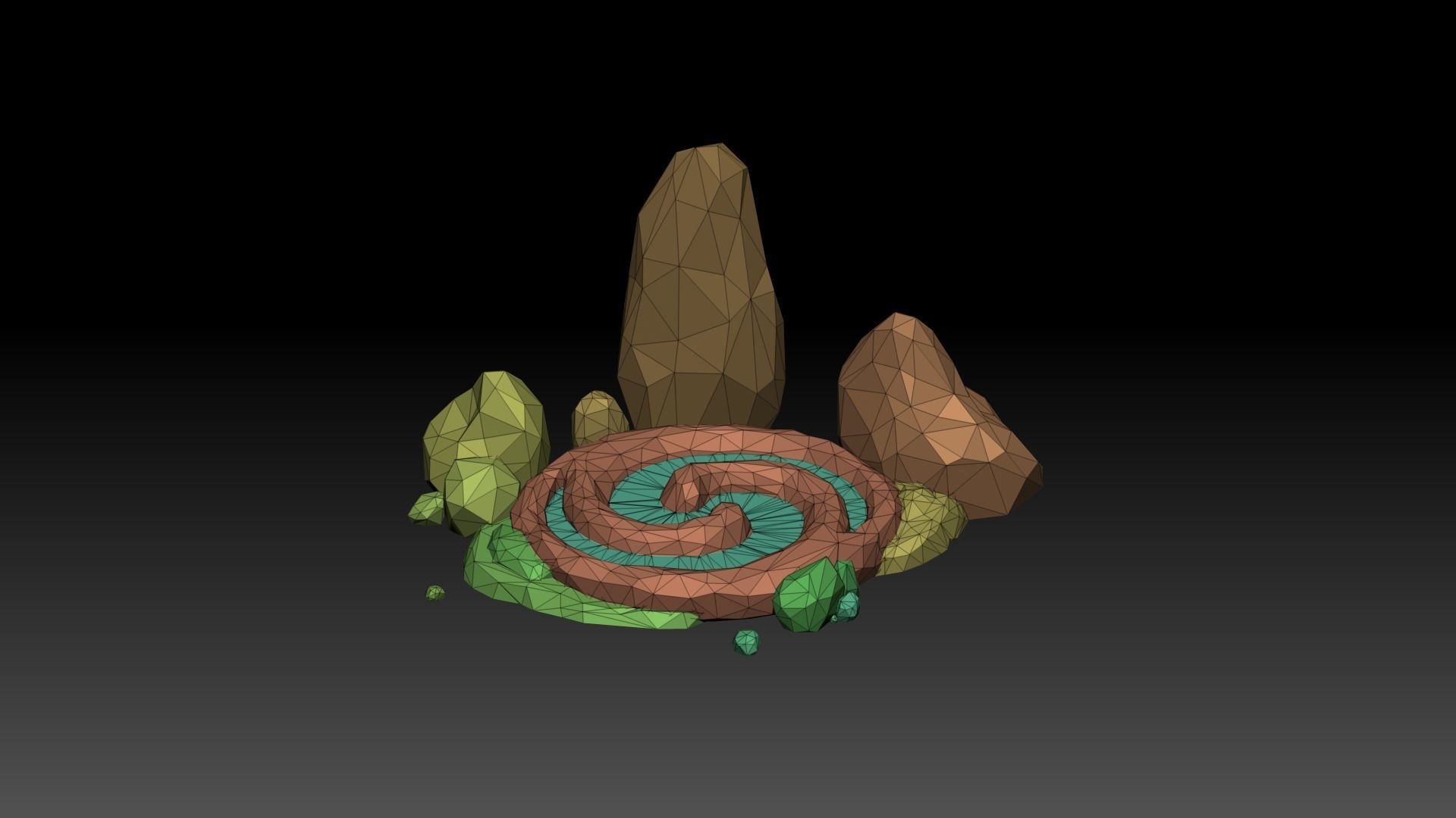 Stylized Spiral Stone Pool Low-poly 3D model_14