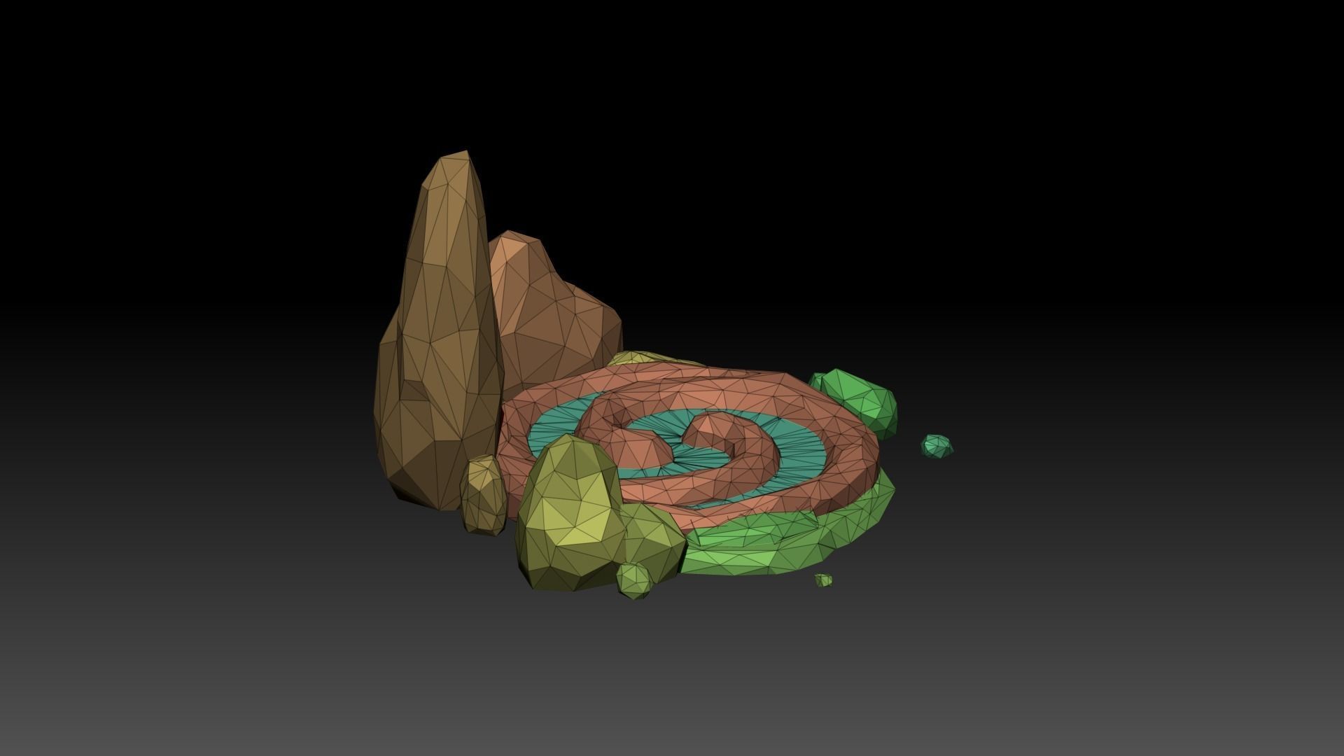 Stylized Spiral Stone Pool Low-poly 3D model_15