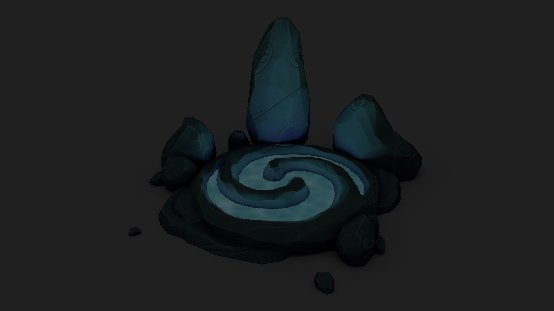 Stylized Spiral Stone Pool Low-poly 3D model_8