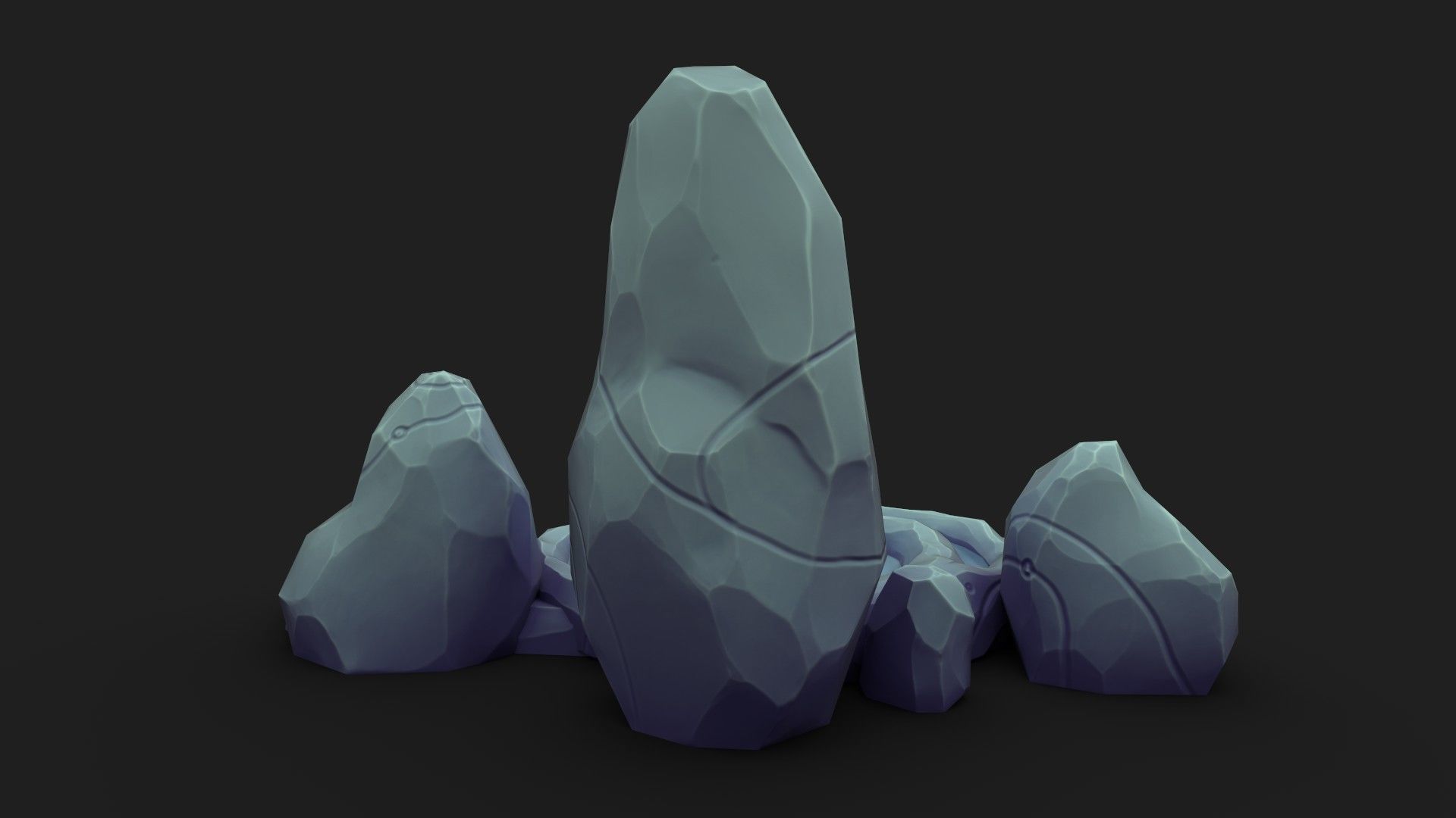 Stylized Spiral Stone Pool Low-poly 3D model_4