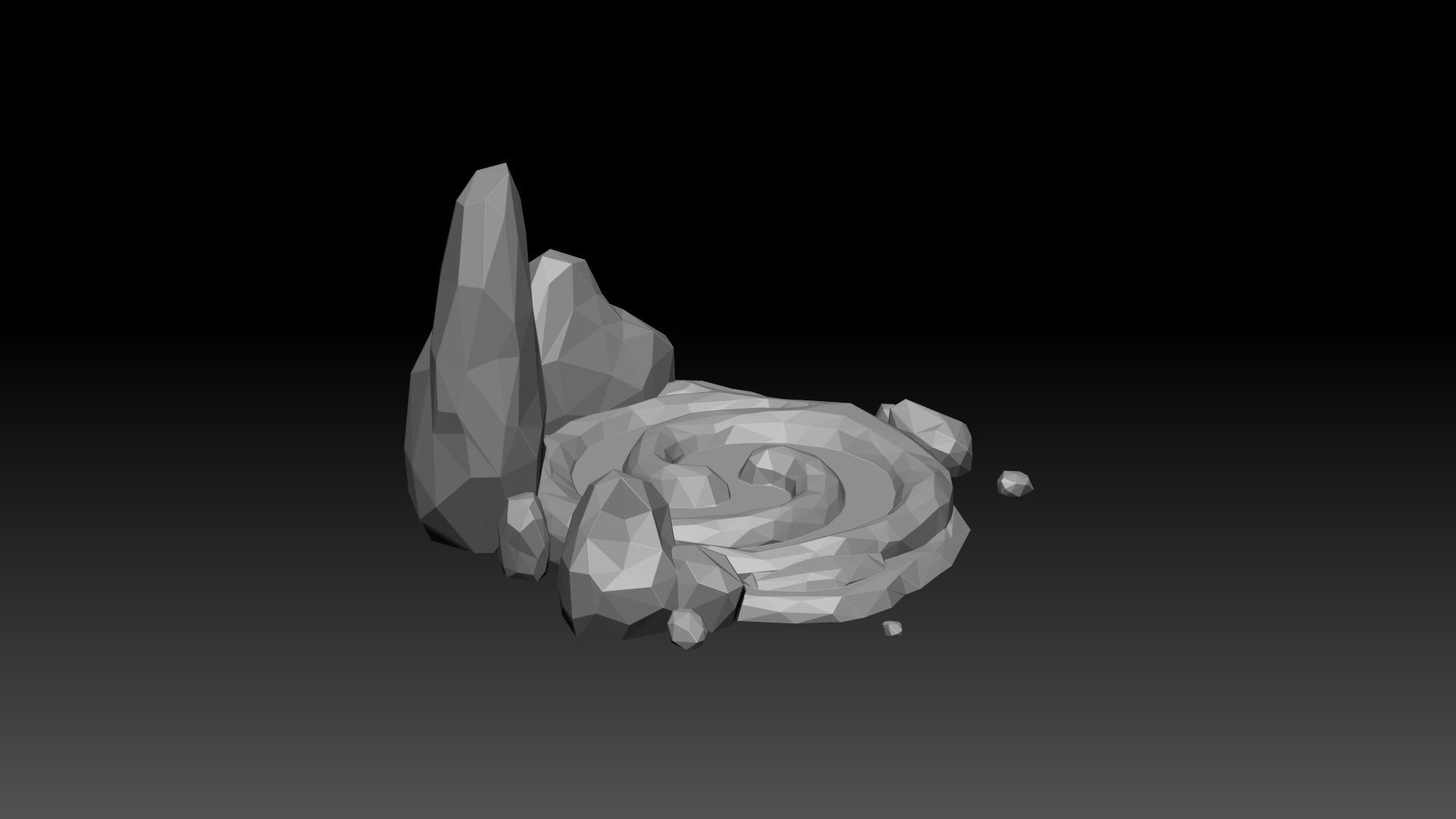 Stylized Spiral Stone Pool Low-poly 3D model_11