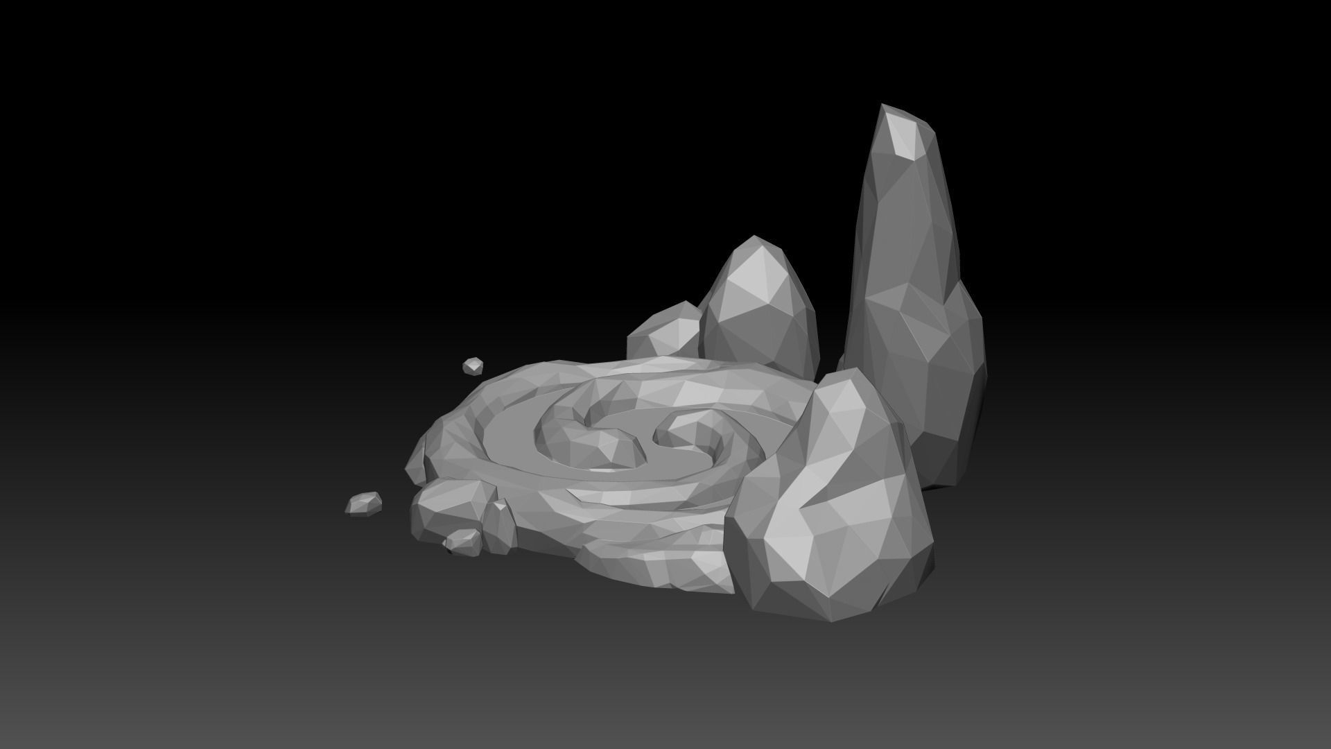 Stylized Spiral Stone Pool Low-poly 3D model_13