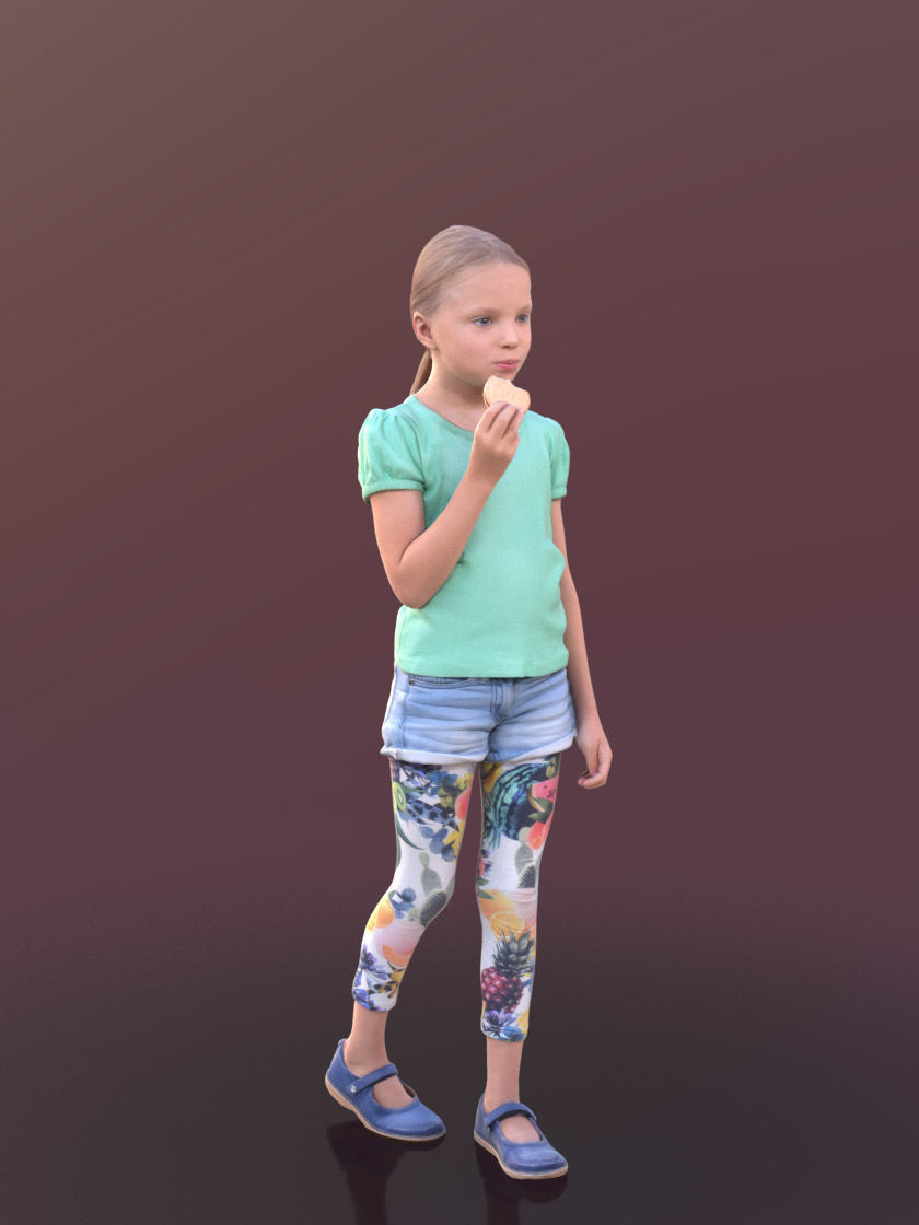 Lilly 10250 - Walking Child Eating Low-poly 3D model_2
