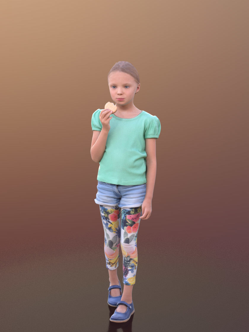 Lilly 10250 - Walking Child Eating Low-poly 3D model_1