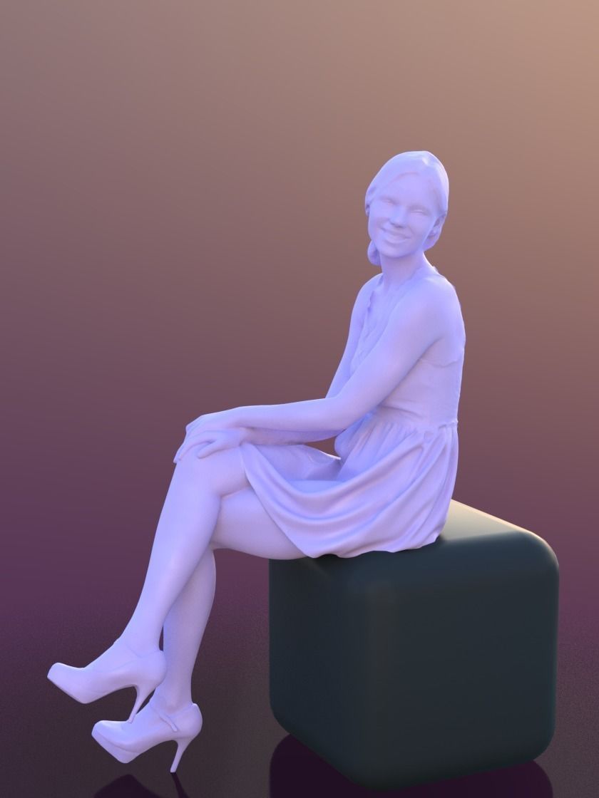 Valeska 10245 - Sitting Elegant Girl Low-poly 3D model_4