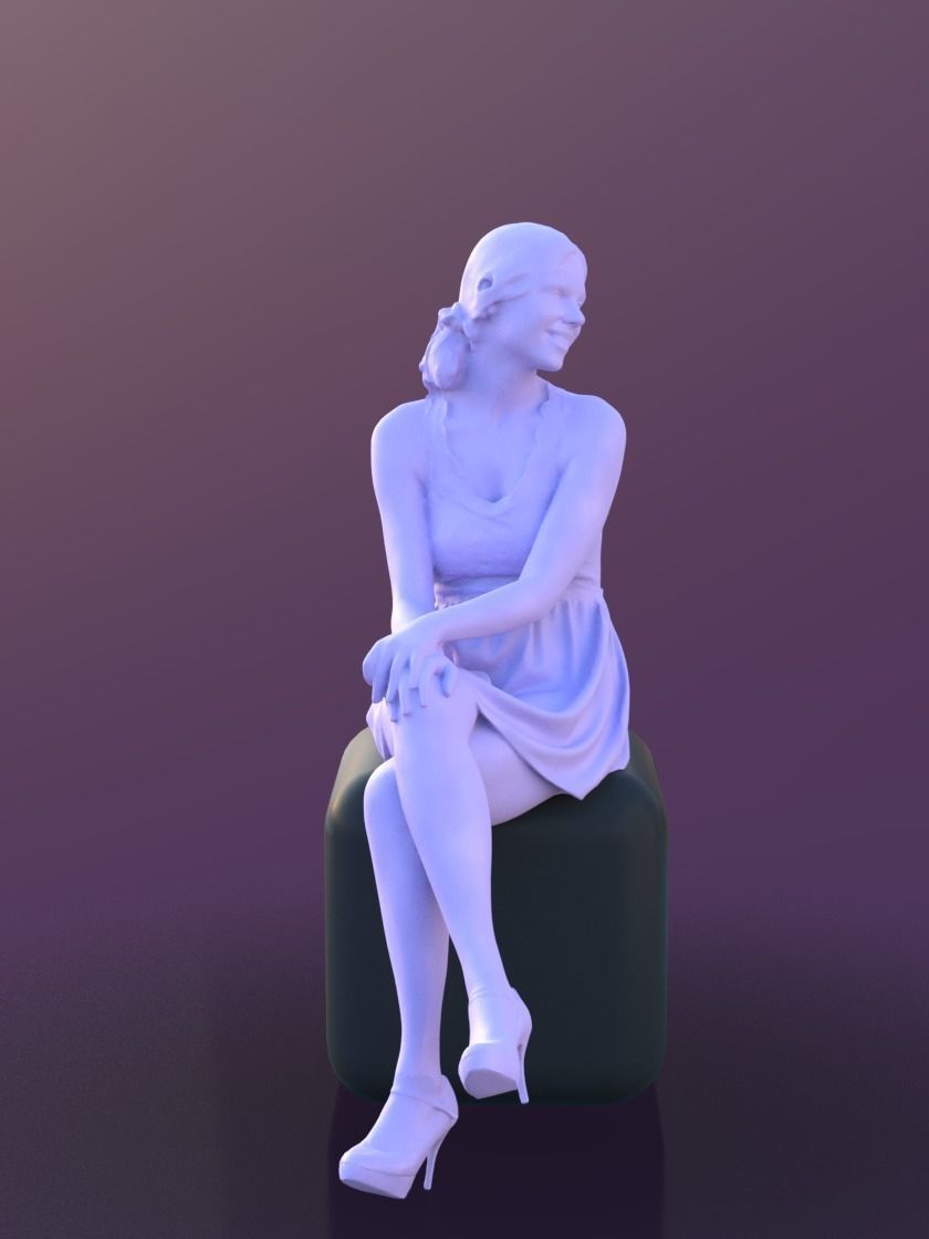 Valeska 10245 - Sitting Elegant Girl Low-poly 3D model_5