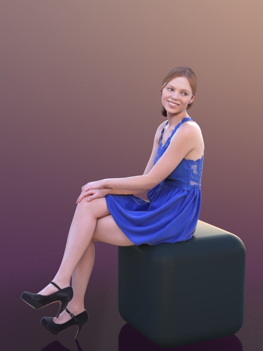 Valeska 10245 - Sitting Elegant Girl Low-poly 3D model_2