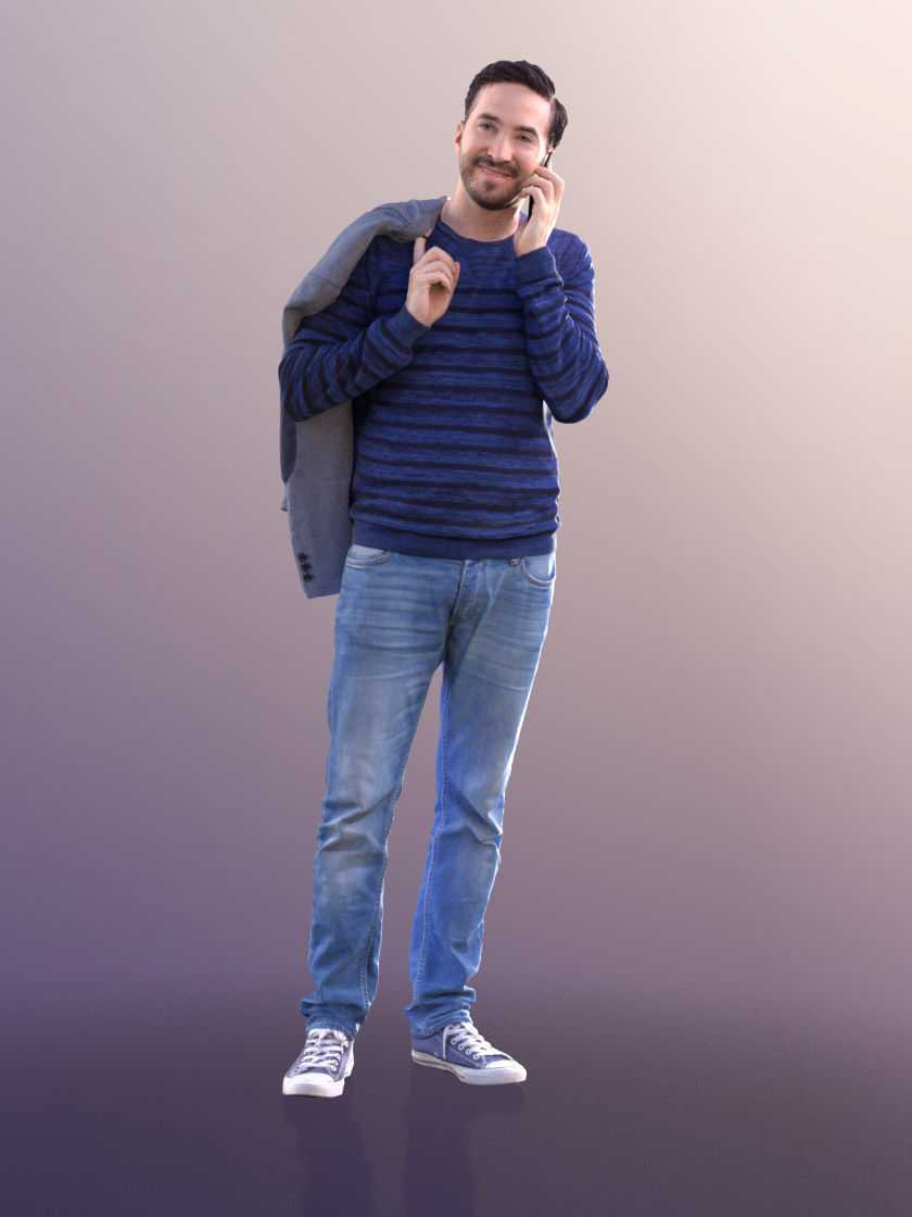 Anselmo 10223 - Standing Casual Guy Low-poly 3D model_1