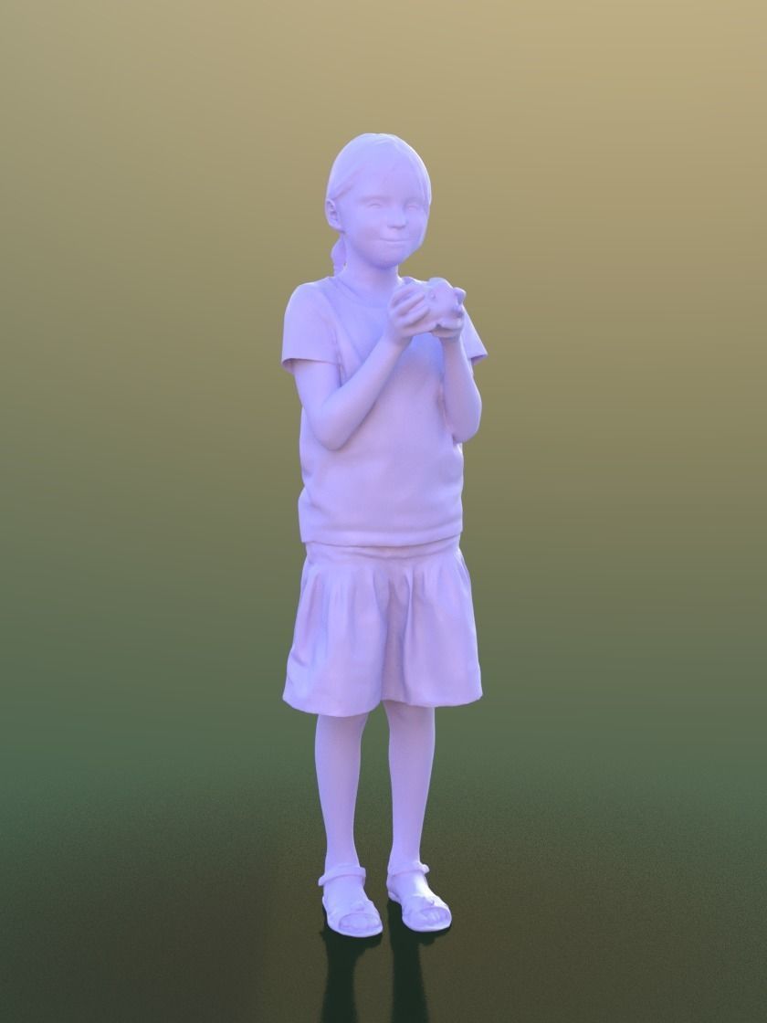 Lilly 10213 - Standing Girl Eating Apple Low-poly 3D model_3
