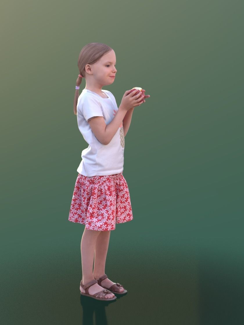 Lilly 10213 - Standing Girl Eating Apple Low-poly 3D model_2